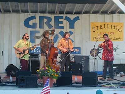 small stage with band